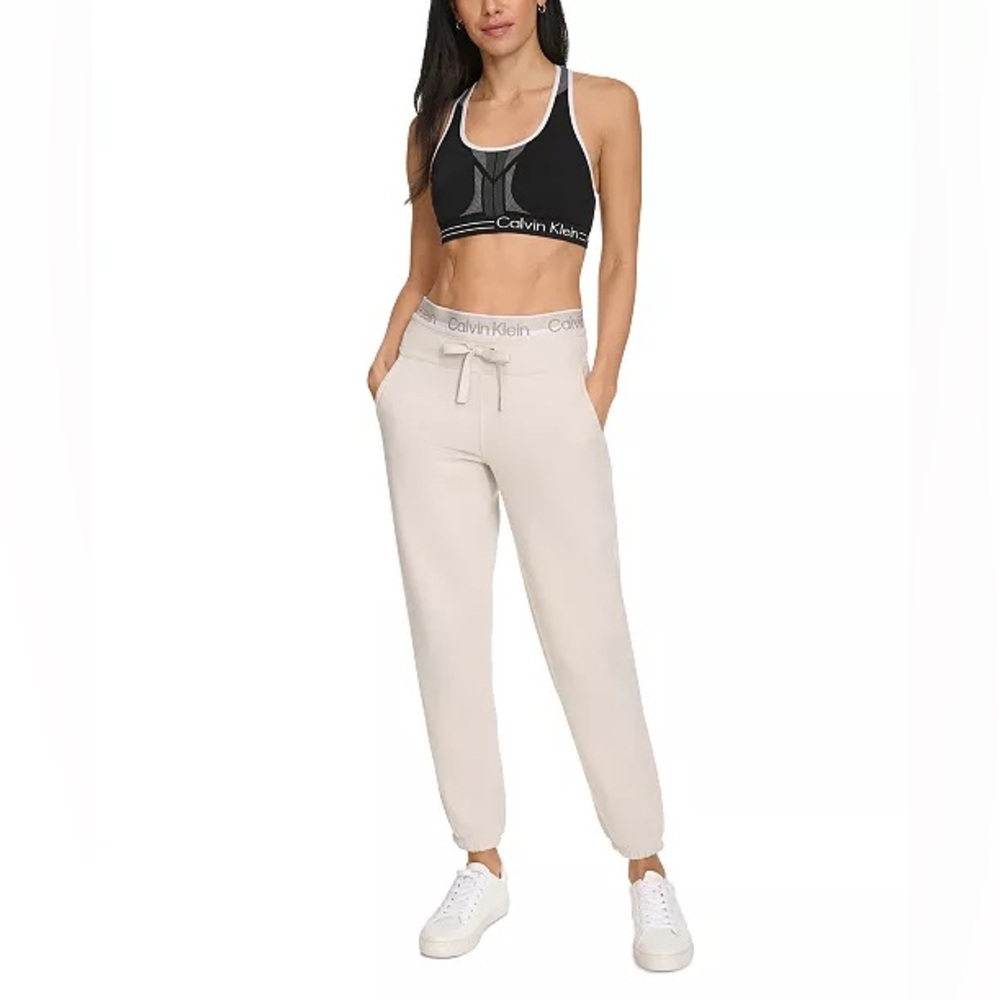 Calvin Klein Women's Fleece Logo Elastic High-Waist Joggers Size XL NWT